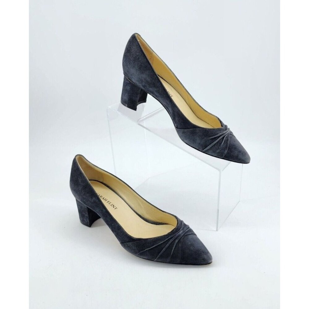 Sarah Flint Women's Harper 50 Block Pump Heels Slate Gray‎ Suede Size EU 37/US 7